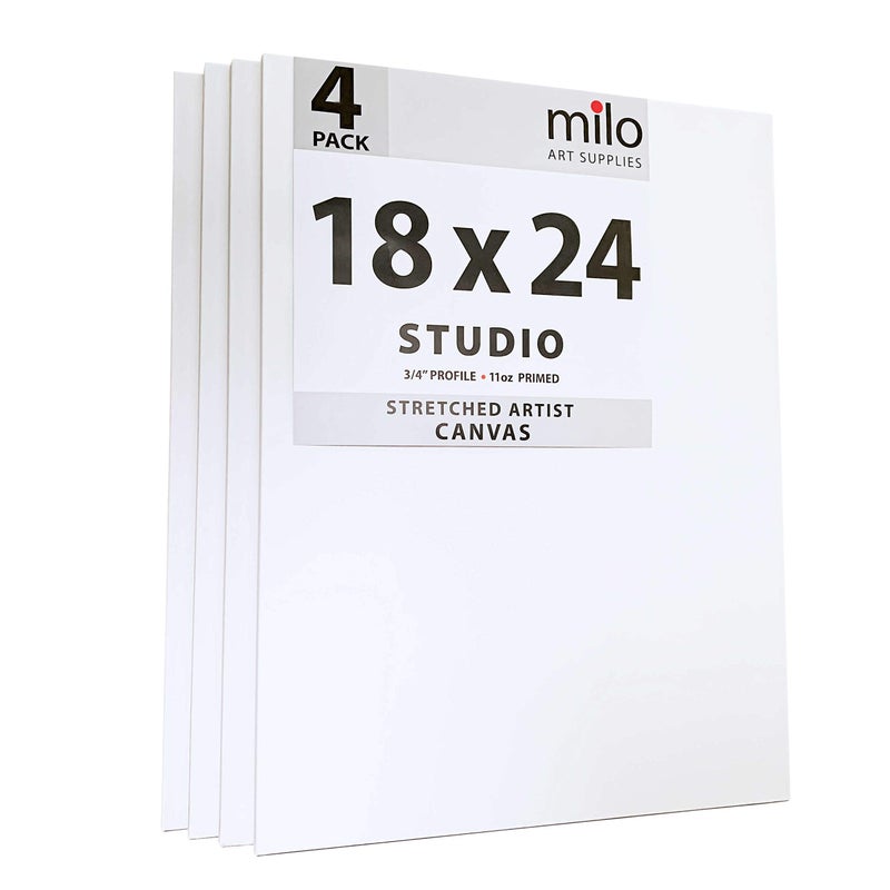 milo Pro Stretched Artist Canvas | 18x24 inch | Pack of 4 | 3/4â€ inch Thick Studio Profile | Ready to Paint 11 oz Primed Heavy Duty Large Canvas Art Supplies for Painting - Image 2